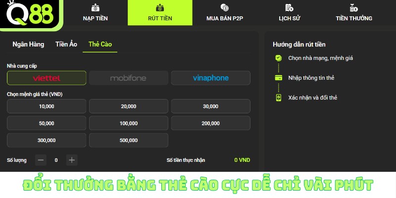 Đổi thưởng bằng thẻ cào cực dễ chỉ vài phút